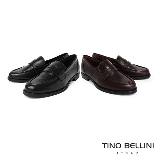 TINO BELLINI 貝里尼 義大利進口經典簡約橫飾牛皮樂福鞋FYLV030E-A(酒紅)