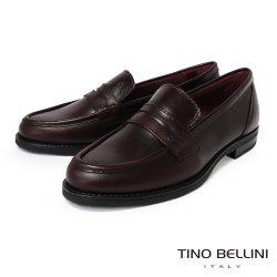 TINO BELLINI 貝里尼 義大利進口經典簡約橫飾牛皮樂福鞋FYLV030E-A(酒紅)