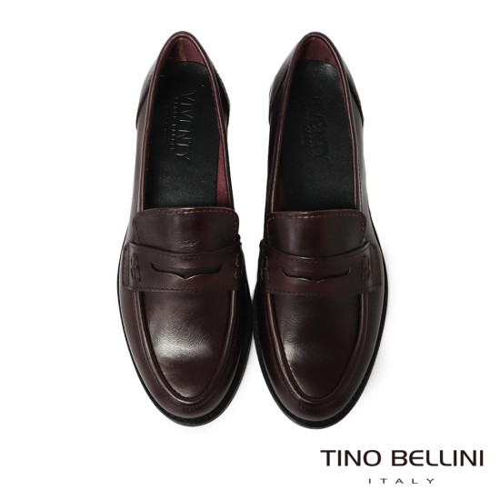 TINO BELLINI 貝里尼 義大利進口經典簡約橫飾牛皮樂福鞋FYLV030E-A(酒紅)