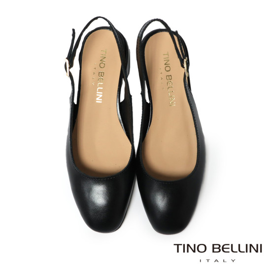 TINO BELLINI 義大利進口真皮法式後繫帶後空低跟鞋FS1T010-1(黑色)