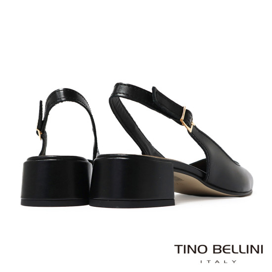 TINO BELLINI 義大利進口真皮法式後繫帶後空低跟鞋FS1T010-1(黑色)