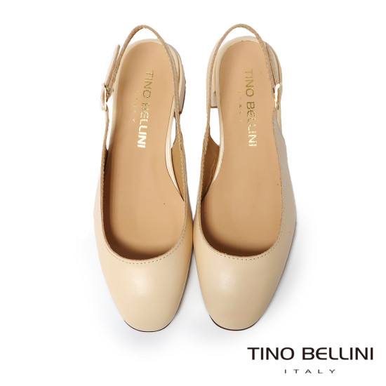 TINO BELLINI 義大利進口真皮法式後繫帶後空低跟鞋FS1T010-S(粉膚色)