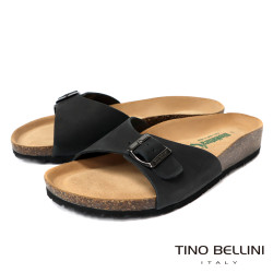 TINO BELLINI 貝里尼 歐洲進口 BIONATURA 腳床舒適鞋 男款 真皮 軟木軟底 拖鞋 HM0B003-1(黑色)