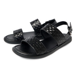 牛皮編織寬面後調節釦帶涼鞋HM0T010-1