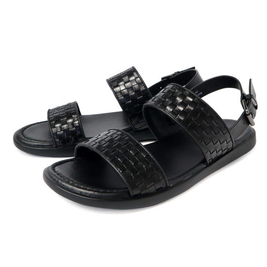 牛皮編織寬面後調節釦帶涼鞋HM0T010-1