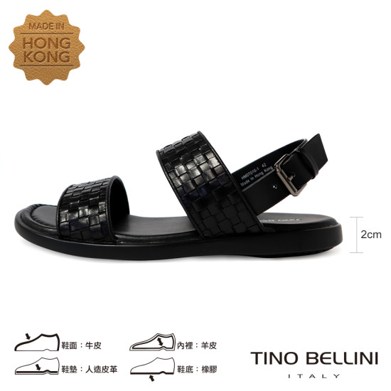 牛皮編織寬面後調節釦帶涼鞋HM0T010-1