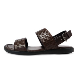 牛皮編織寬面後調節釦帶涼鞋HM0T010-6