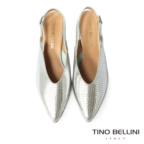 特殊紋理牛皮尖頭後釦帶粗跟鞋FS2T0007-D