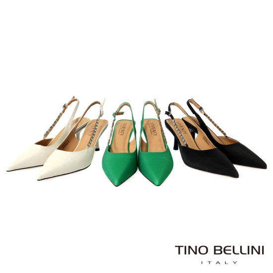 TINO BELLINI 貝里尼 香港進口 絲綢鑽飾後繫帶高跟鞋FS2V001-1