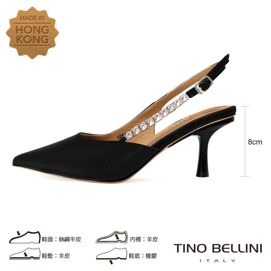 TINO BELLINI 貝里尼 香港進口 絲綢鑽飾後繫帶高跟鞋FS2V001-1