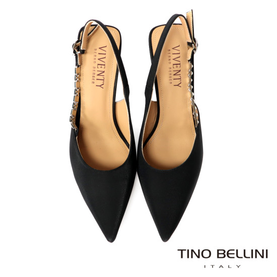 TINO BELLINI 貝里尼 香港進口 絲綢鑽飾後繫帶高跟鞋FS2V001-1