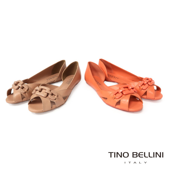 方形飾扣魚口平底鞋FS7V001-3