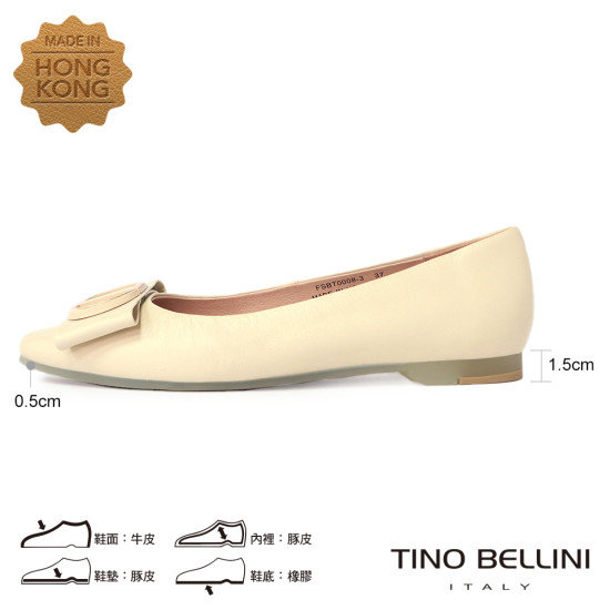 TINO BELLINI 貝里尼 香港進口 圓環飾蝴蝶結平底鞋FSBT0008-3