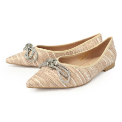 蝴蝶結鑽飾尖頭平底鞋FSBT011-3