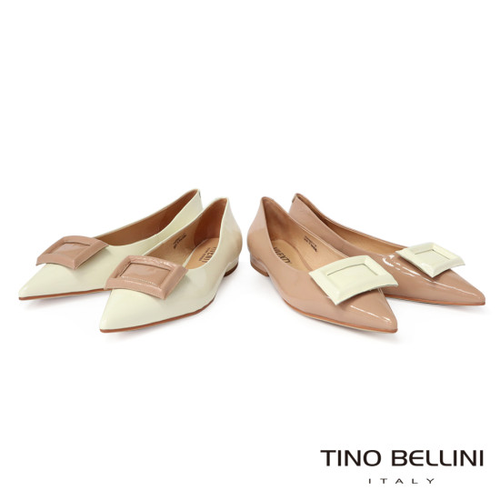 方飾漆皮尖頭平底鞋FSBV0007-3