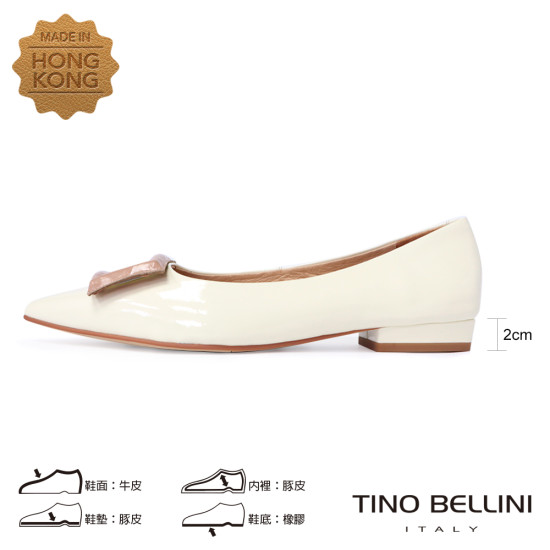 方飾漆皮尖頭平底鞋FSBV0007-3