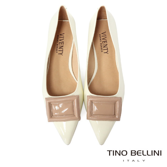 方飾漆皮尖頭平底鞋FSBV0007-3