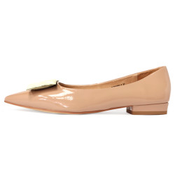 方飾漆皮尖頭平底鞋FSBV0007-7