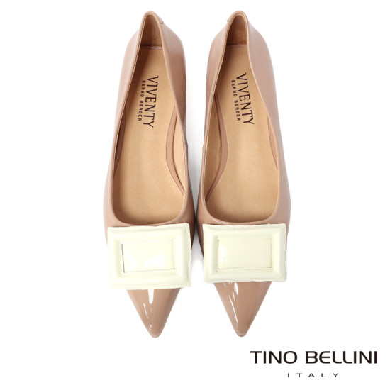 方飾漆皮尖頭平底鞋FSBV0007-7