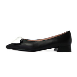 雙色蝴蝶結尖頭低跟鞋FSBV011-1