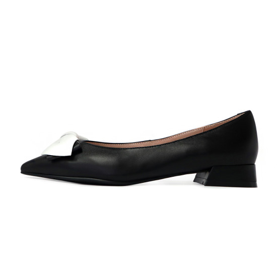 雙色蝴蝶結尖頭低跟鞋FSBV011-1