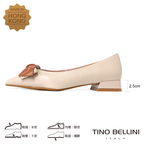 雙色蝴蝶結尖頭低跟鞋FSBV011-3