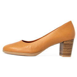 牛皮圓頭粗跟鞋FSDT0006-9