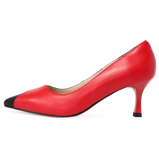 撞色羊皮尖頭跟鞋FSDT0008-2