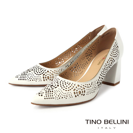 蕾絲簍空尖頭粗跟鞋FSET0003-0