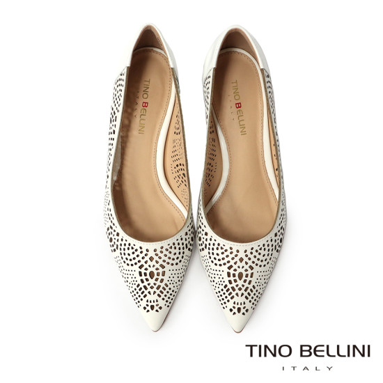 蕾絲簍空尖頭粗跟鞋FSET0003-0