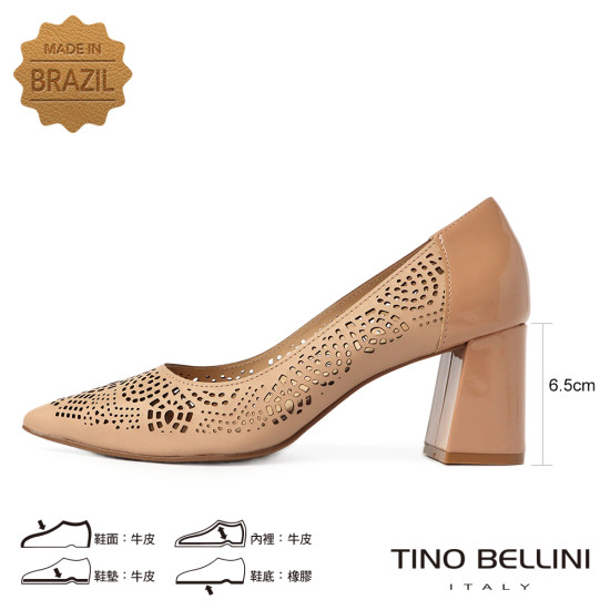 蕾絲簍空尖頭粗跟鞋FSET0003-3