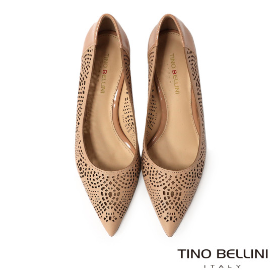 蕾絲簍空尖頭粗跟鞋FSET0003-3