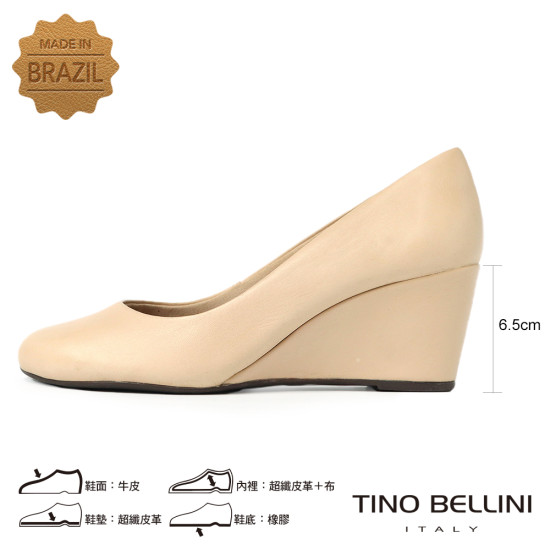 圓頭牛皮楔型跟鞋FSGV0001-3