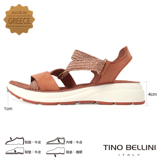 織帶牛皮革繞帶厚底涼鞋FSJO011-6