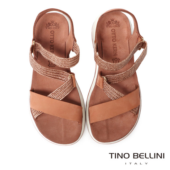 織帶牛皮革繞帶厚底涼鞋FSJO011-6