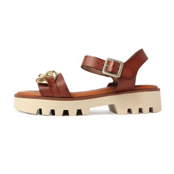 鍊環牛皮釦帶厚底涼鞋FSJV002-6