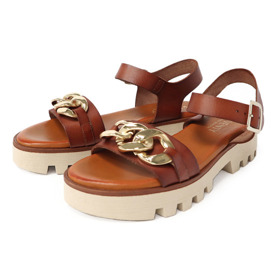 鍊環牛皮釦帶厚底涼鞋FSJV002-6