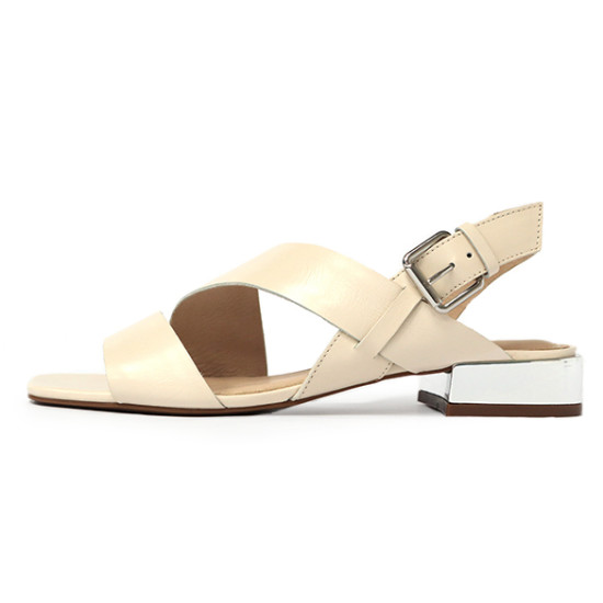 牛皮寬帶繞踝低跟涼鞋FSKT0003-0