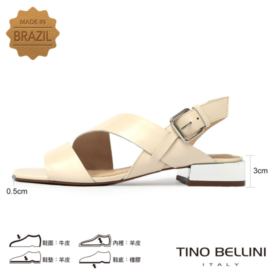 牛皮寬帶繞踝低跟涼鞋FSKT0003-0