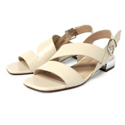 牛皮寬帶繞踝低跟涼鞋FSKT0003-0