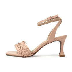 編織牛皮繞踝高跟涼鞋FSLT017-3