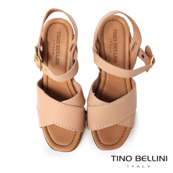 TINO BELLINI 貝里尼 義大利進口 寬帶交叉厚底高跟涼鞋FSMT028A-3