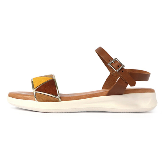 撞色牛皮繫帶平底涼鞋FSNT0002-9