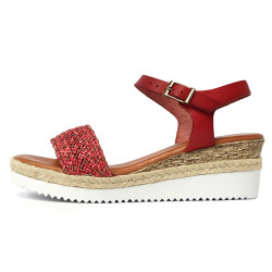 混織牛皮繫帶增高涼鞋FSOV0005-2