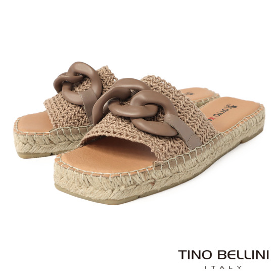 飾鍊方頭麻編涼拖鞋FSQO007-9