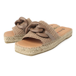 飾鍊方頭麻編涼拖鞋FSQO007-9