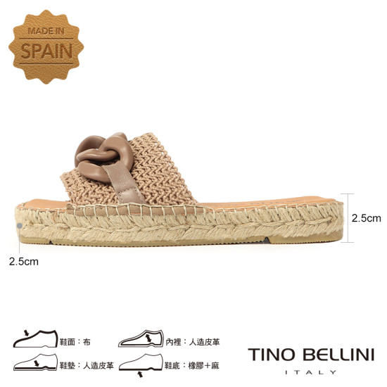 飾鍊方頭麻編涼拖鞋FSQO007-9