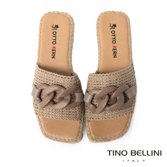 飾鍊方頭麻編涼拖鞋FSQO007-9