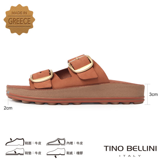 調節雙釦牛皮寬帶涼拖鞋FSQO008-6