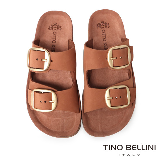 調節雙釦牛皮寬帶涼拖鞋FSQO008-6